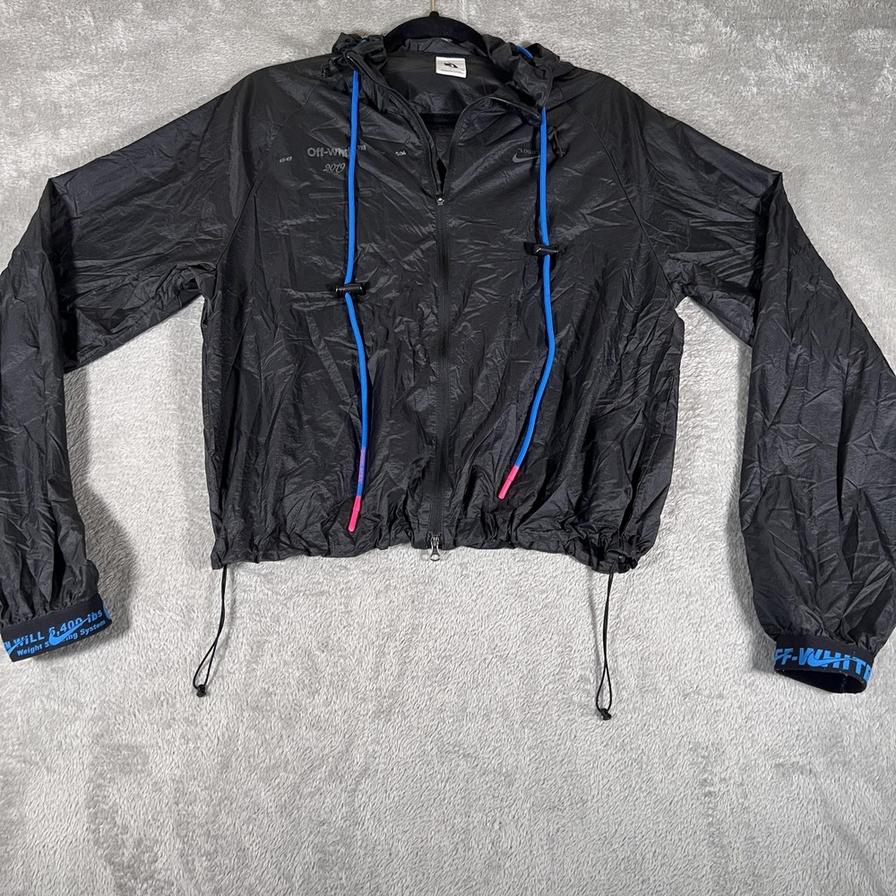 Nike x Off-White Jacket Womens Small Black Hooded Windbreaker 2019 BV8039-010